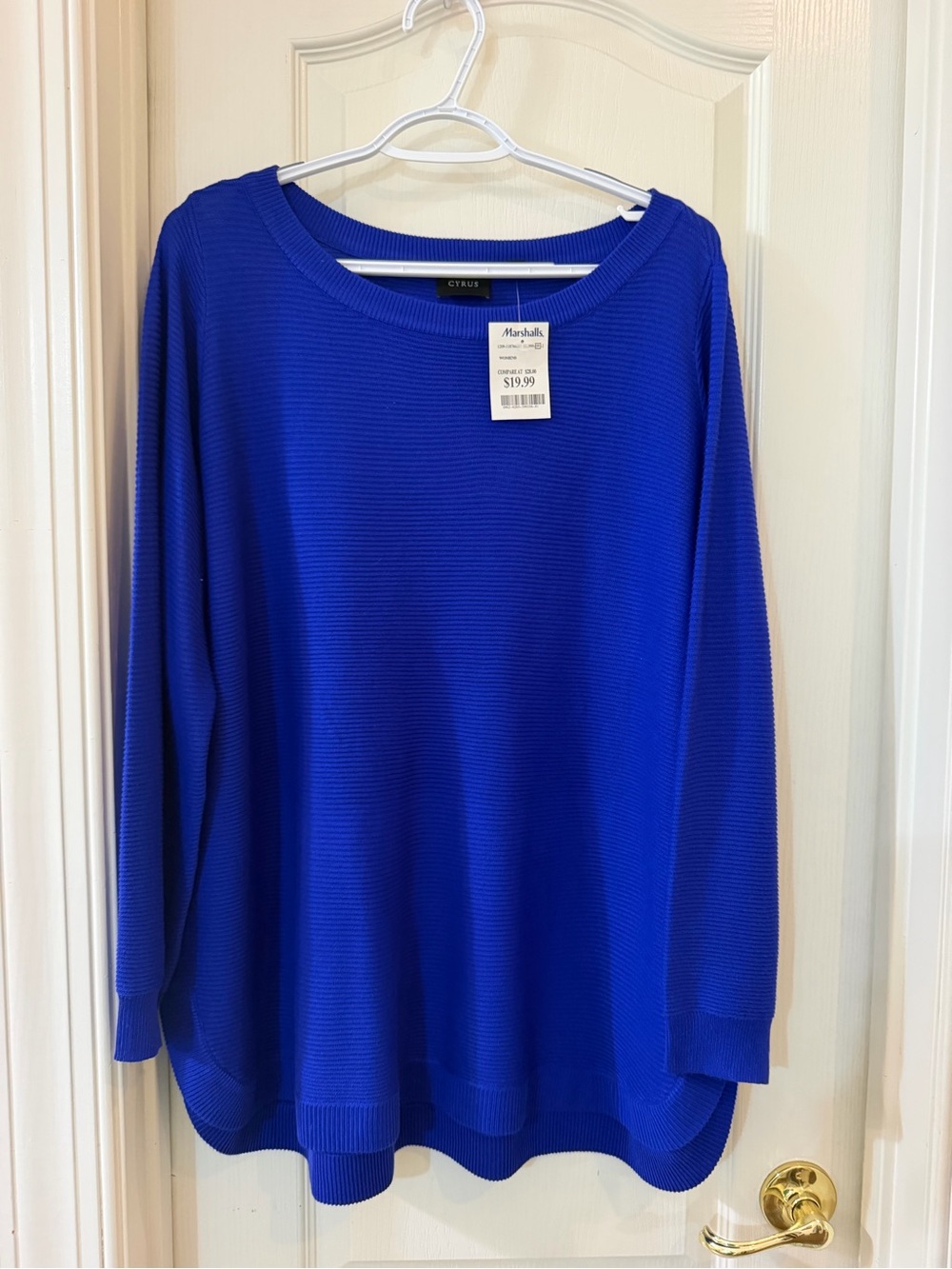 Cyrus Royal Blue Crewneck Knit Sweater